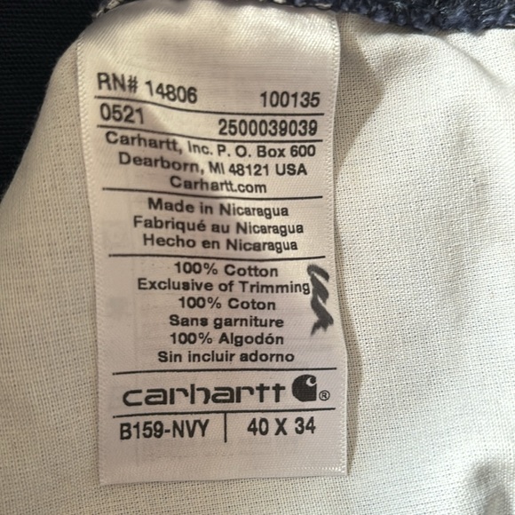 Carhartt Navy Canvas Carpenter Jean Loose Original Fit 40x34 New! - Picture 9 of 9